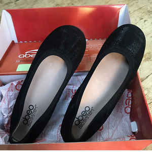 abeo Tia sparkly black leather flats, worn once